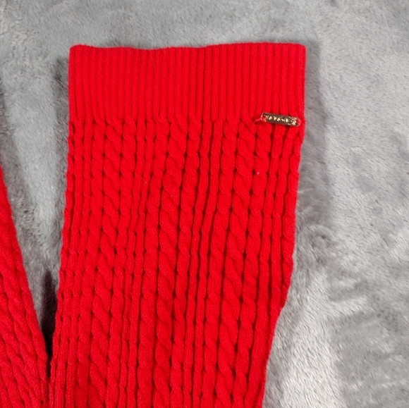 Savage Fenty Cozy Thigh-high Cable Red Sweater Knit Night Slipper Socks NWOT - Picture 3 of 3